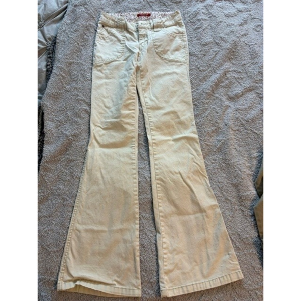 Vintage Y2K Women's Union Bay Off White Flared Cargo Jeans Size 3